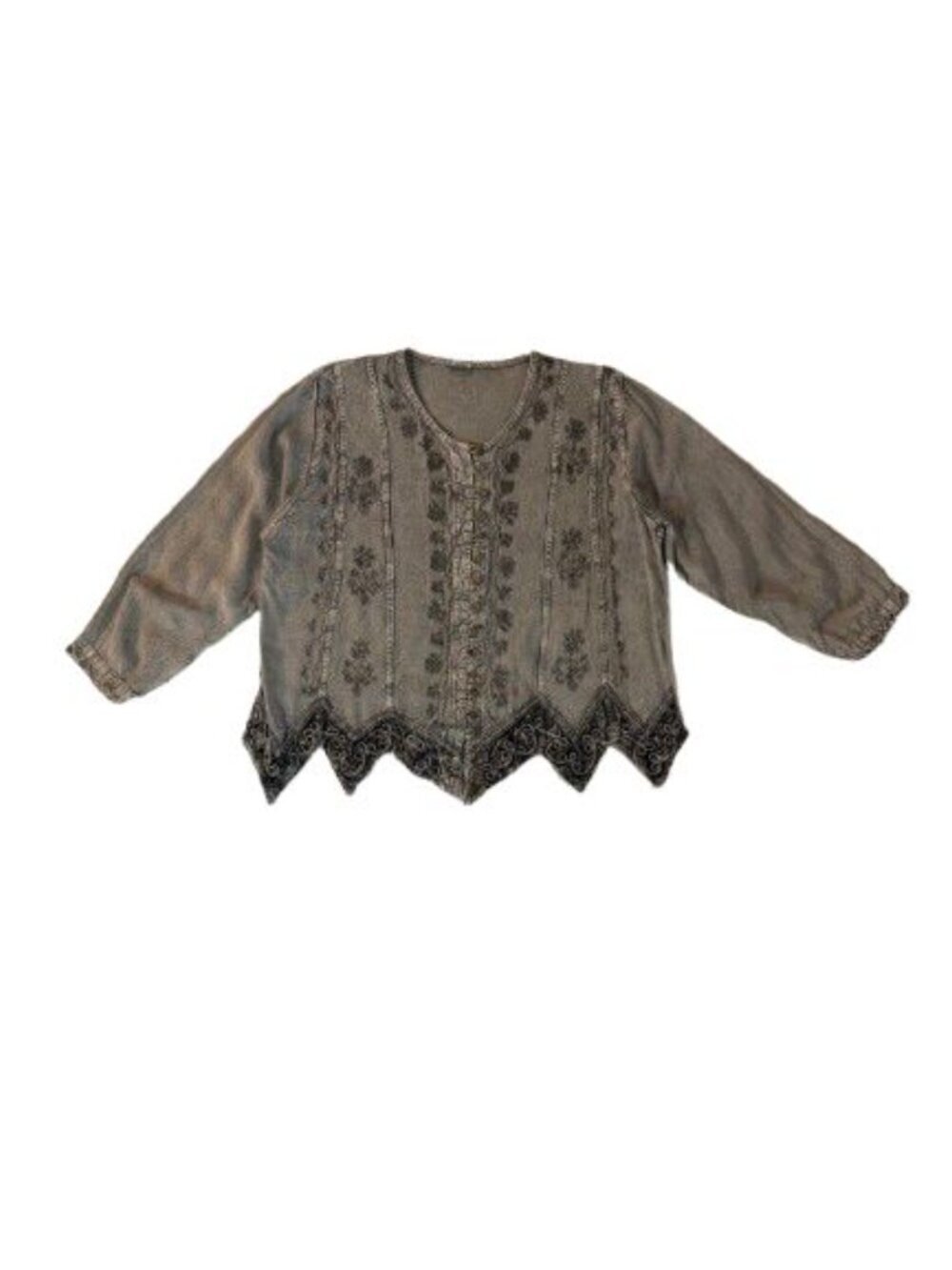 Boho Embroidered 100% Rayon Blouse Free Size Excellent Condition.